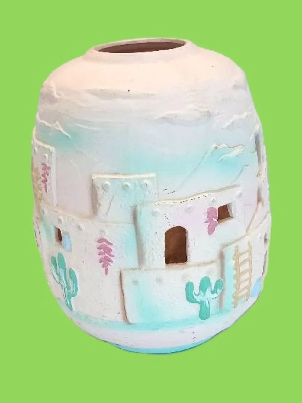 Vintage Ceramic Southwestern Vase Planter Luminary Beachcomber Int'l 1992 10